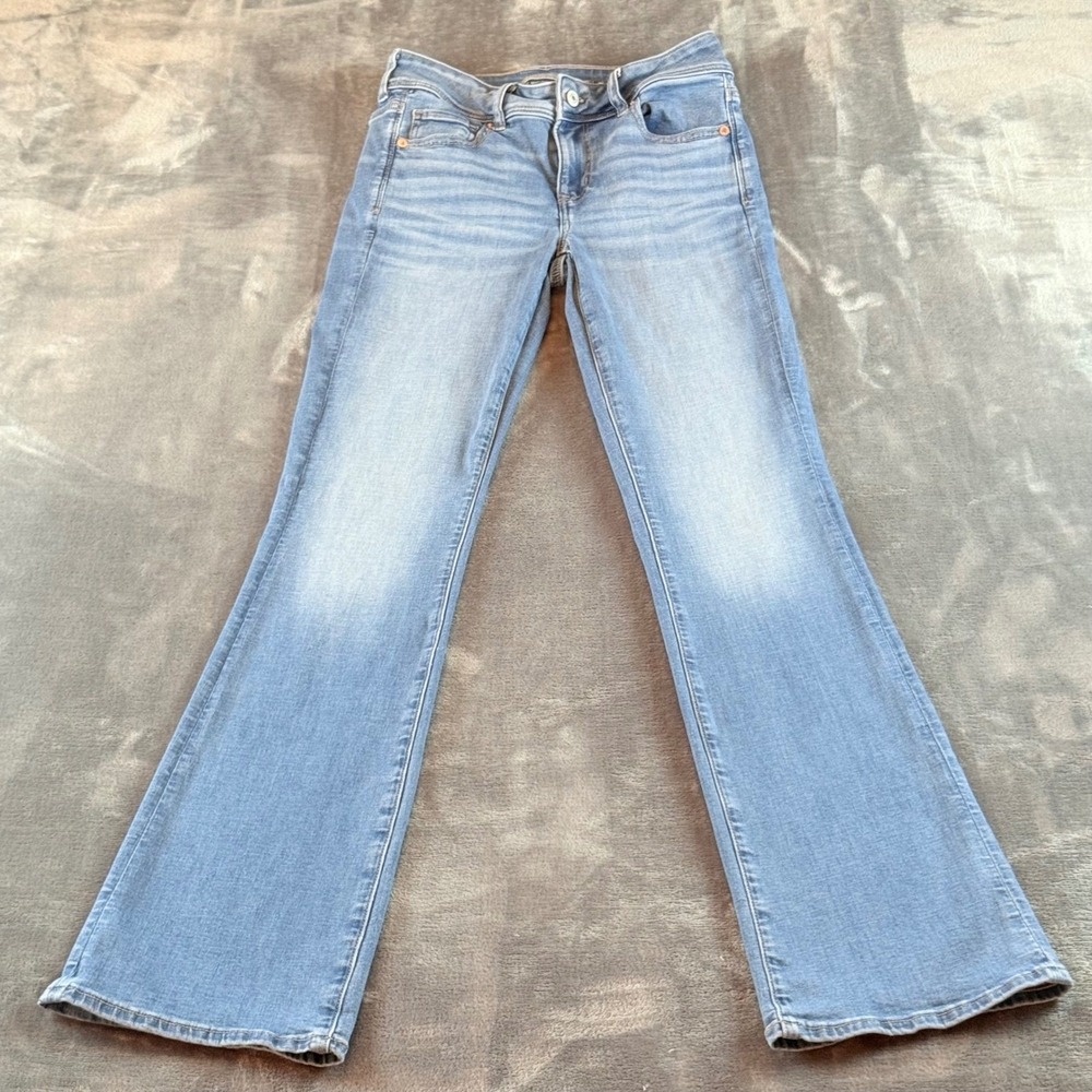 American Eagle Kick Boot Jeans Womens 4 Long Light Wash Next Level Stretch Denim